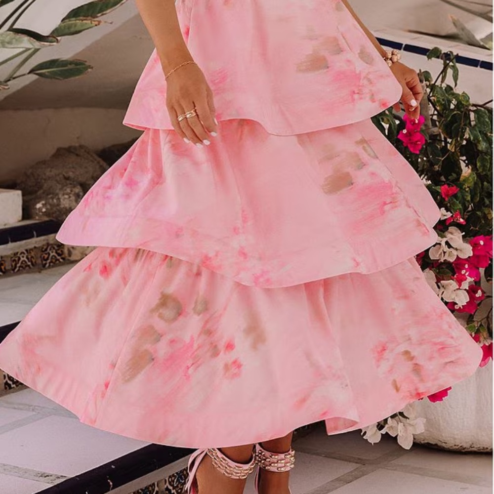 Gianni Bini Pink Ruffle Midi Formal Dress - Picture 8 of 16